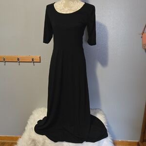 LuLaRoe Black A-line Maxi Dress Short Sleeve Scoop Neck